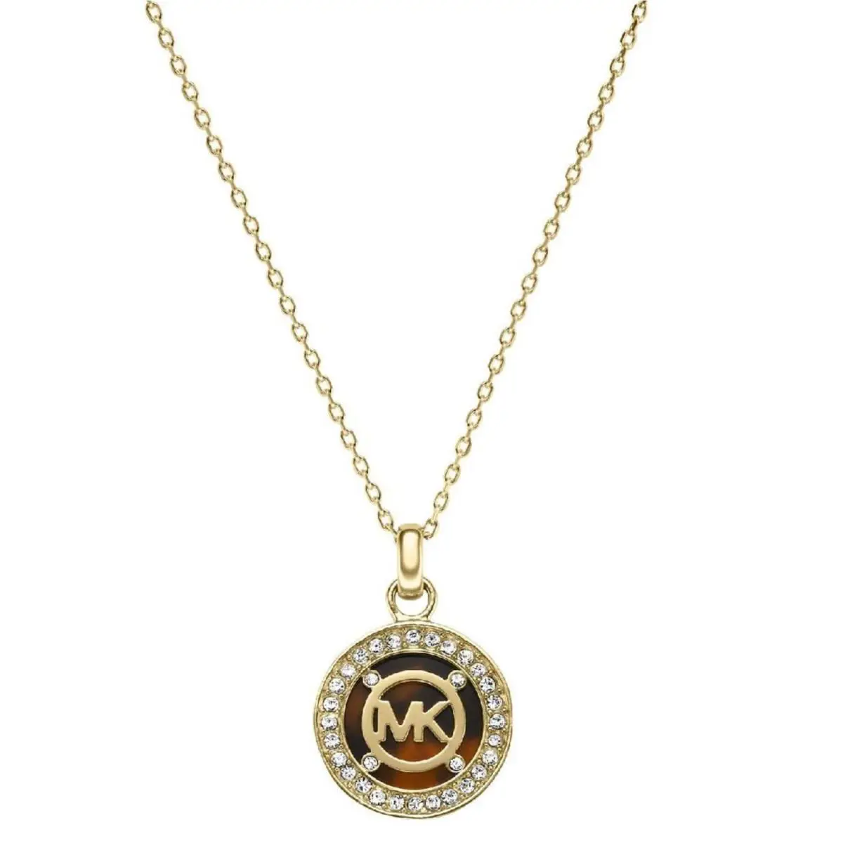 Michael Kors Heritage Fulton Gold Necklace Tortoise MKJ4101710 Crystals + MK Box