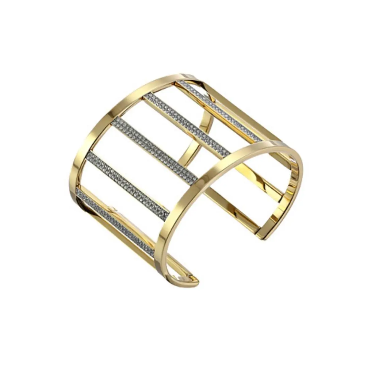 Michael Kors Gold Tone Clear Pave Wide Bar Open Cuff Bracelet MKJ3761710