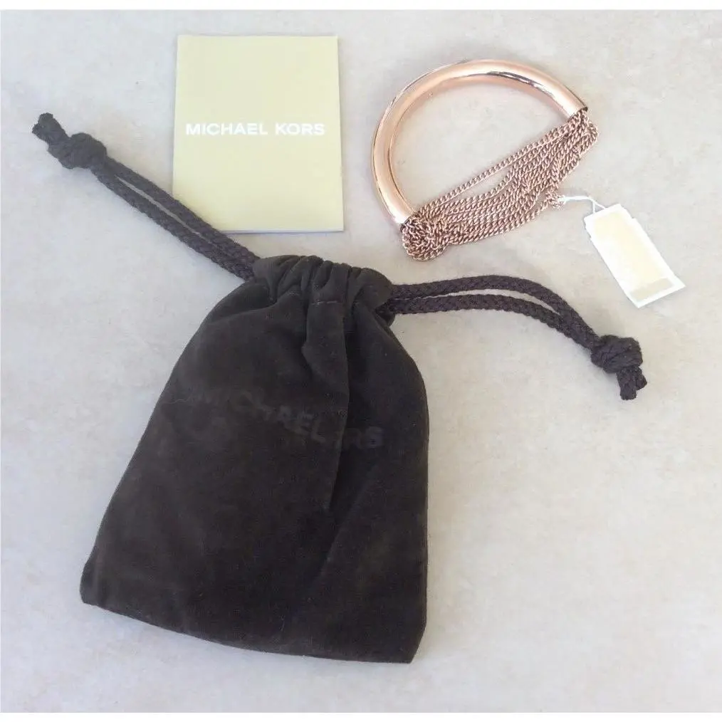 Michael Kors MKJ5789791 Womens Luxe Rose Gold Seven Chain Fringe Small Bracelet