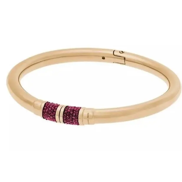 Michael Kors Gold Tone Park Avenue Bangle Fuchsia Crystal Bracelet MKJ50917