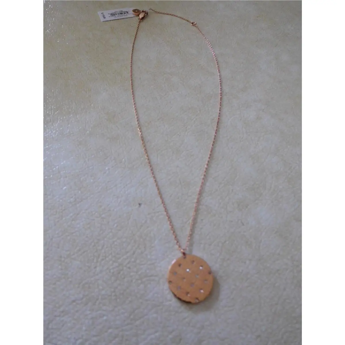 Michael Kors Heritage Monogram Rose Gold Tone Pendant Necklace/ Crystal-$115