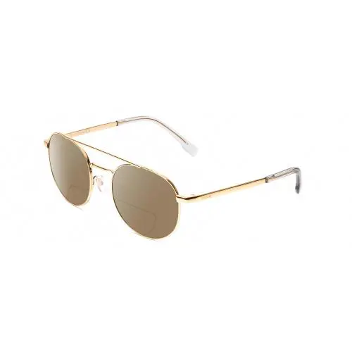 Ova Womens Pilot Polarized Bifocal Sunglasses in Shiny Gold/crystal 52mm Brown by Bolle