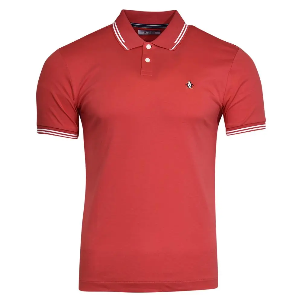 Men`s Polo Shirt Short Sleeve Cotton Racing Red Small by Original Penguin