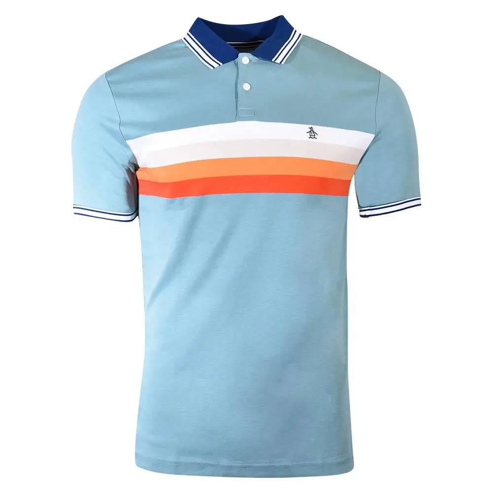 Men`s Polo Short Sleeve Cotton Oil Blue Large by Original Penguin