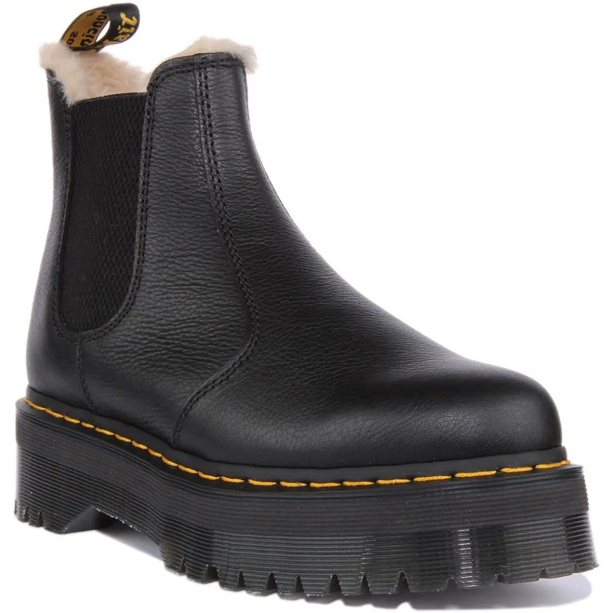Dr Martens Quad Fur Lined Slip On Unisex Platform Mens Boot Black US 4 - 9 - BLACK