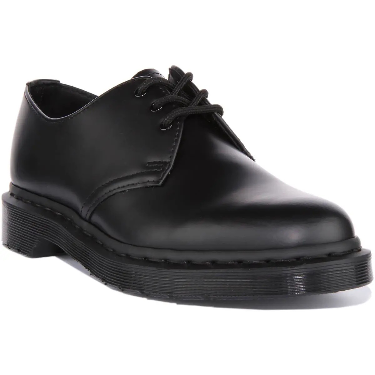 Dr Martens 1461 Mono Unisex 3 Eye Unisex Plain Shoe In All Black Size US 4 - 12 - ALL BLACK