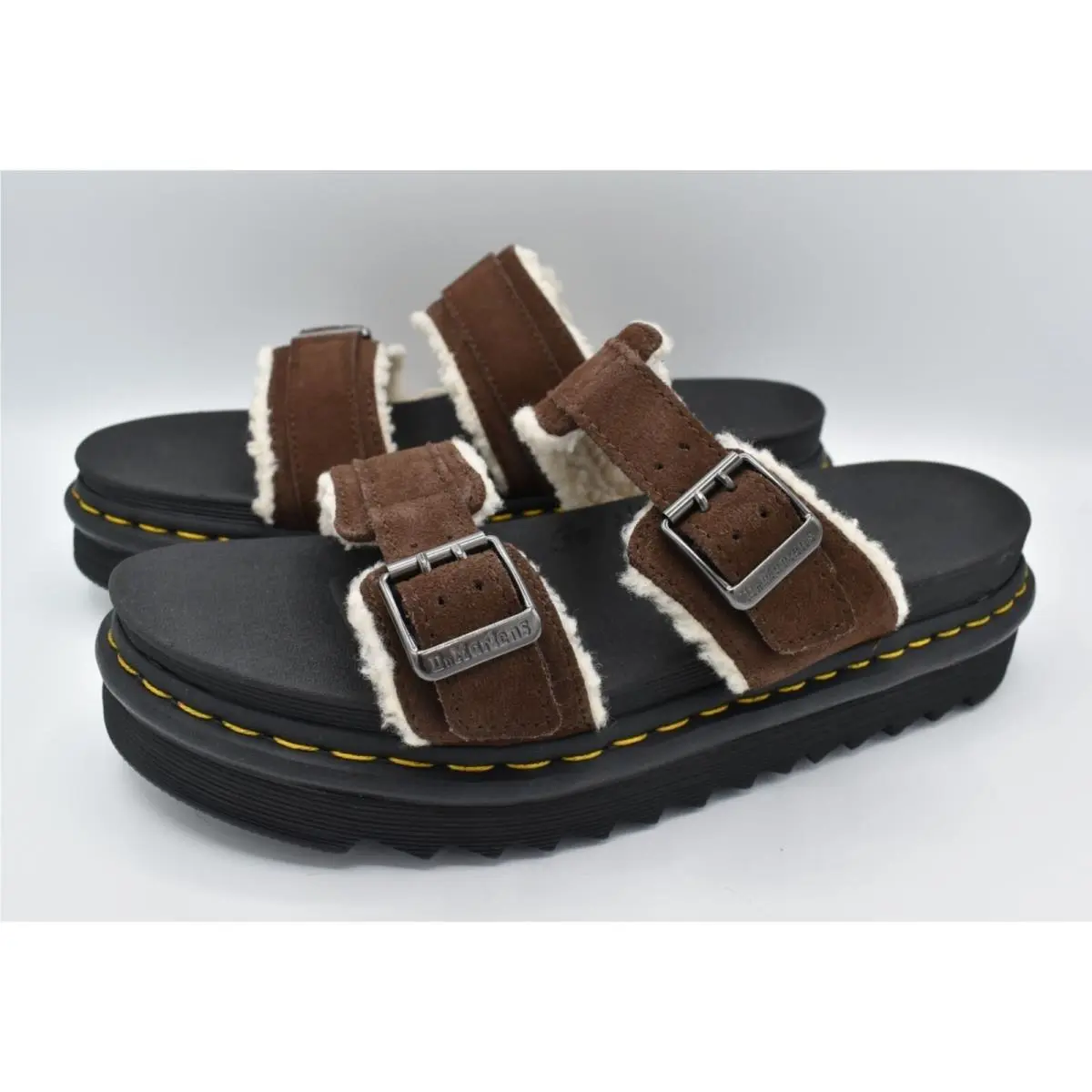 Dr Martens Mens Size 11 Myles Brown Suede Buckle Slide Sandals Shoes