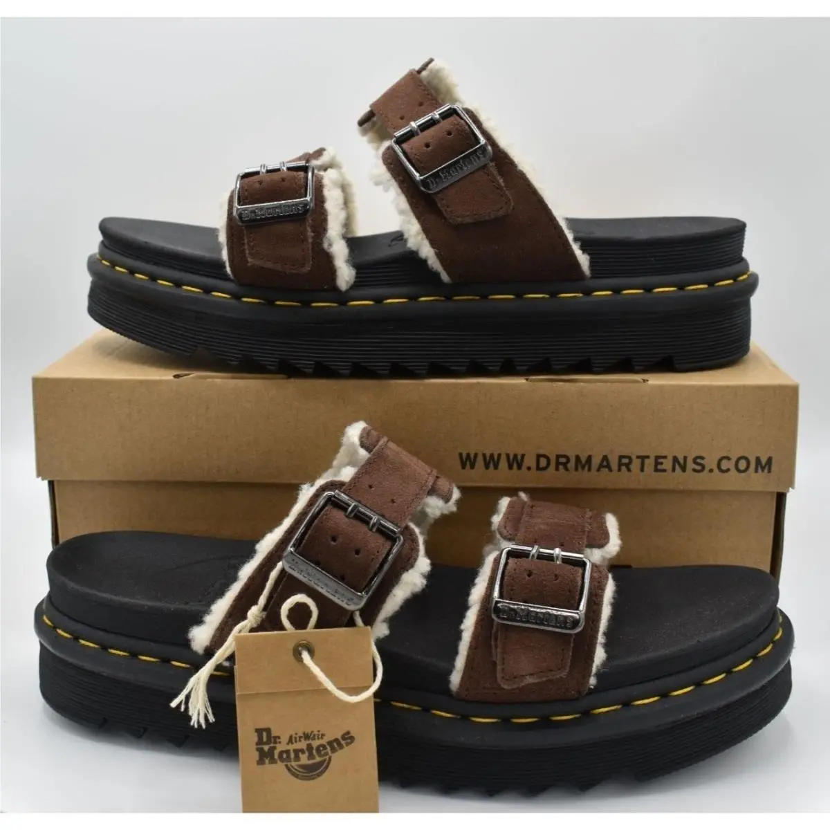 Dr Martens Mens Size 12 Myles Brown Suede Buckle Slide Sandals Shoes by Dr. Martens