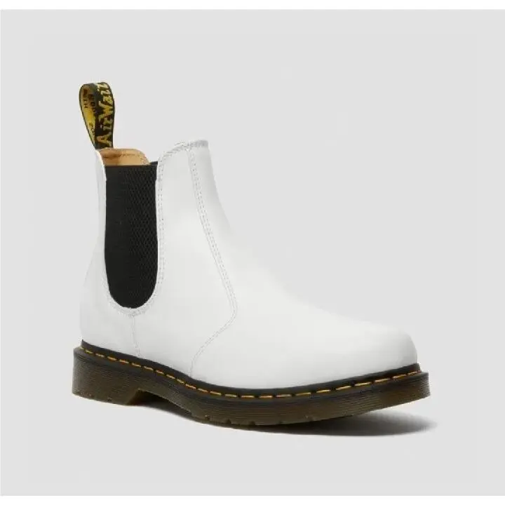 2976 YS White Leather Pull On Chelsea Boots Yellow Stitch Men`s 14 by Dr. Martens
