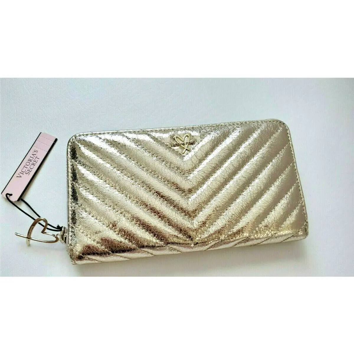 Victorias Secret VS Love Floral Continental Stitching Long Phone Wallet Gold by Victoria's Secret