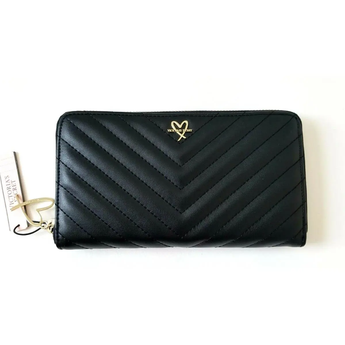 Victorias Secret VS Love Floral Continental Stitching Long Phone Wallet Black by Victoria's Secret