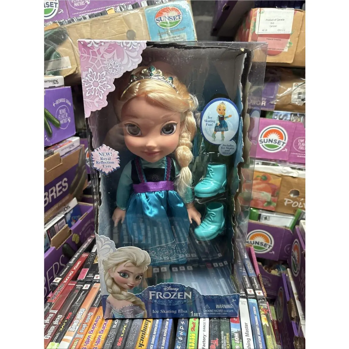 Ice Skating Elsa Frozen Toddler Doll Disney Wear on Box
