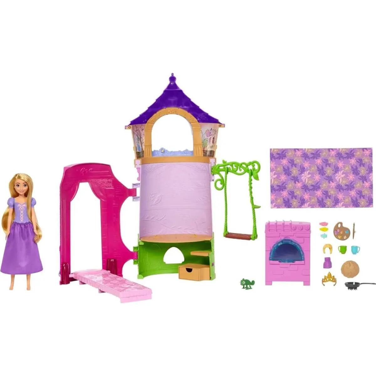 Mattel Disney Princess Rapunzel Tower Dollhouse Playset with Doll Accessories