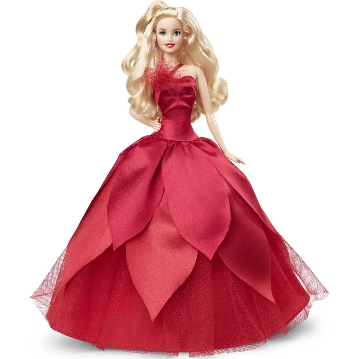 2022 Holiday Barbie Doll Red Gown Poinsettia Collectible Gift For Kids 6 Years+
