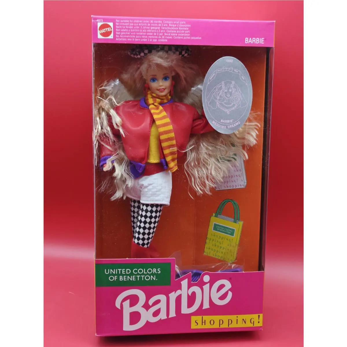 1991 Mattel Barbie United Colors Of Benetton Shopping 4873 Nrfb