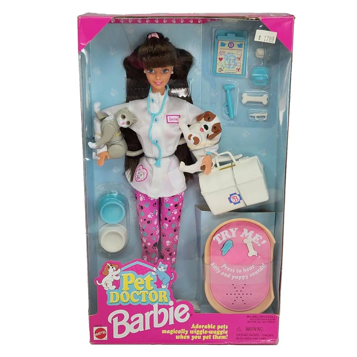 Vintage 1996 Pet Doctor DR Barbie Doll Mattel 16458 Dog Cat