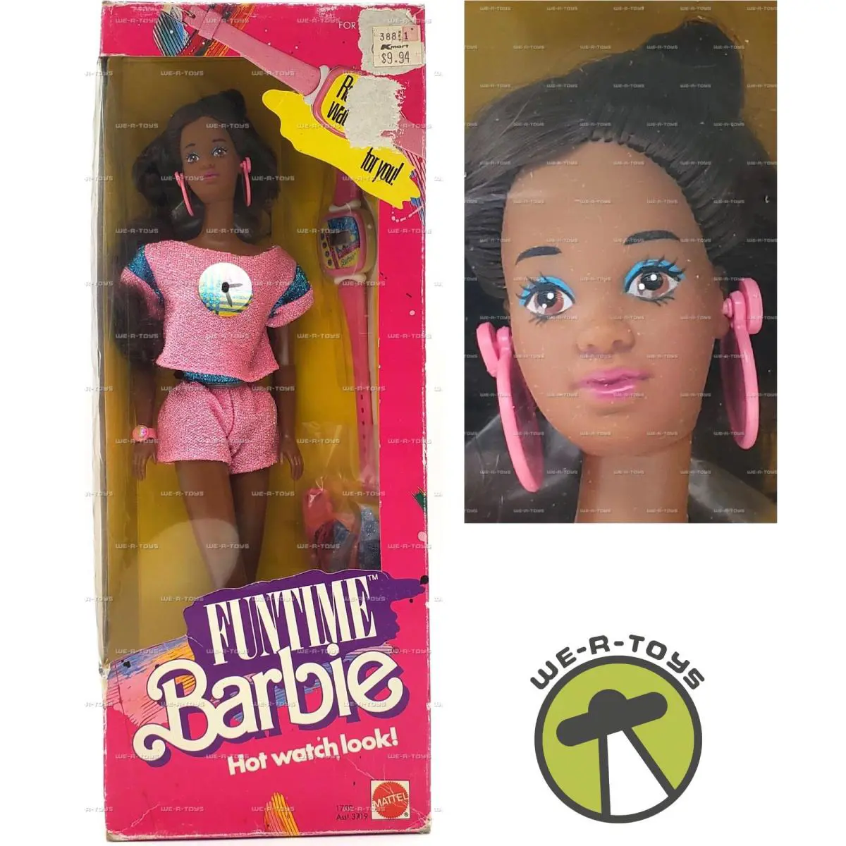 Barbie Funtime Hot Watch Look African American Doll 1986 Mattel 1739