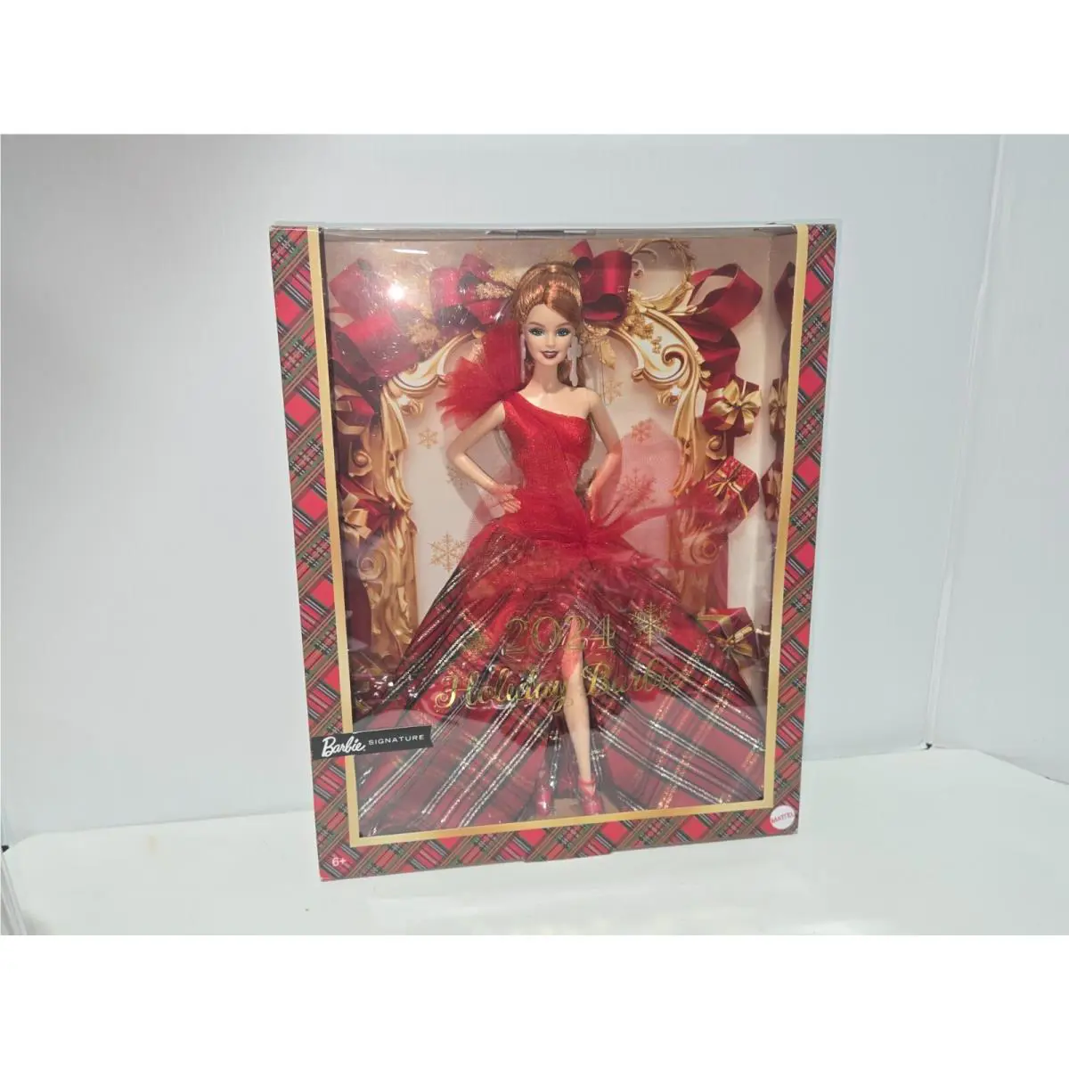 2024 Barbie Signature Doll Holiday Redhead Fashion Doll Plaid Gown JBF66