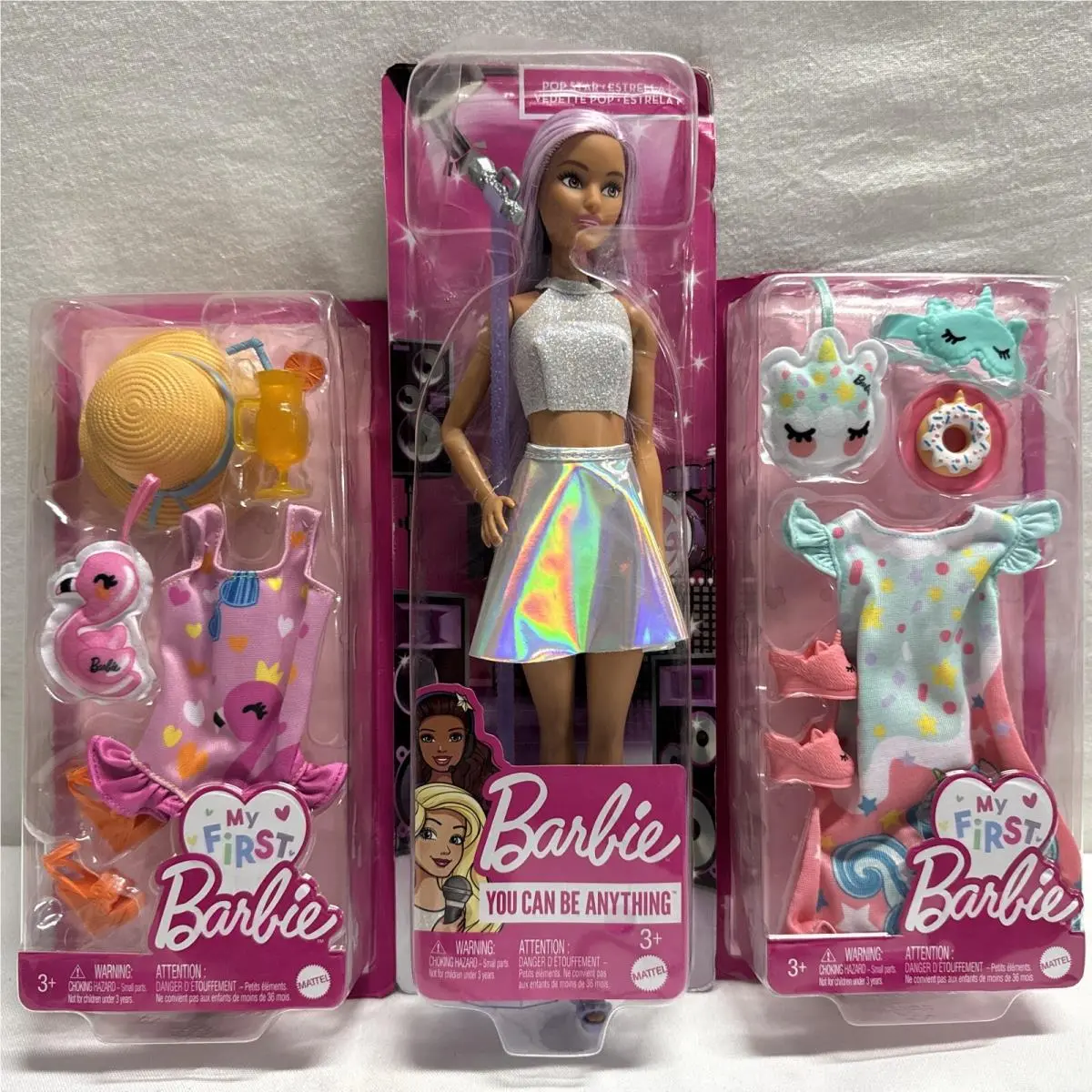 Barbie Pop Star Fashion Doll Dressed in Iridescent Skirt with Purple Hair Dmg