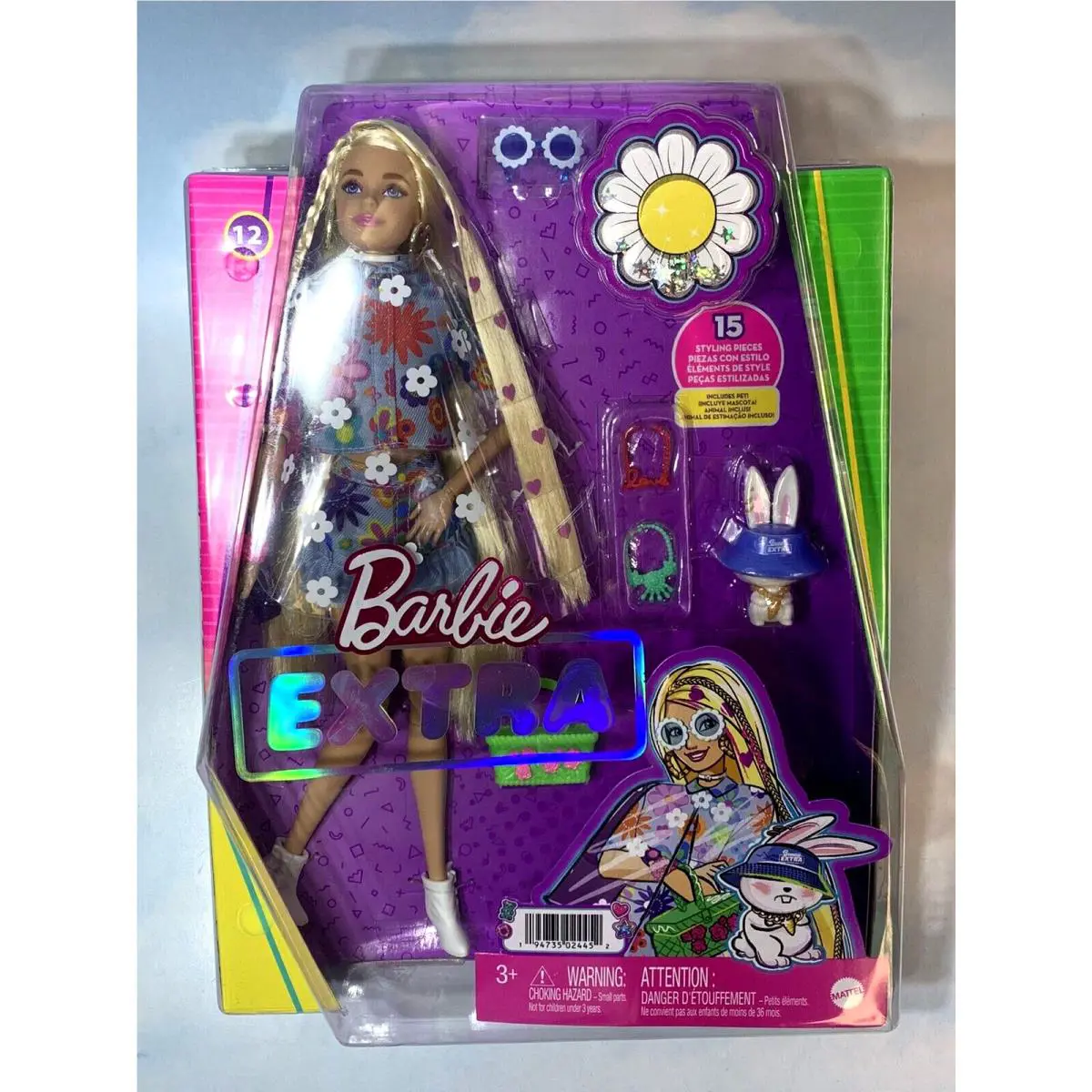 Barbie Extra Doll 12 Long Hair Bunny Pet Accessories