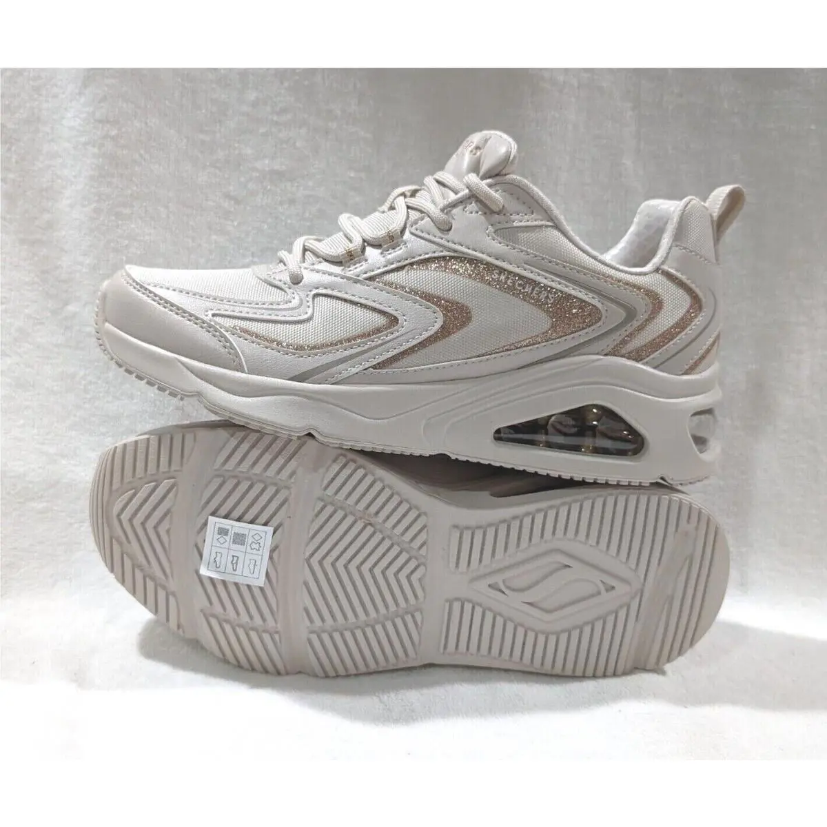 Skechers shoes - Skechers Street Tres Air Uno Shimm Airy - 177422 - Off White/Rose Gold 2