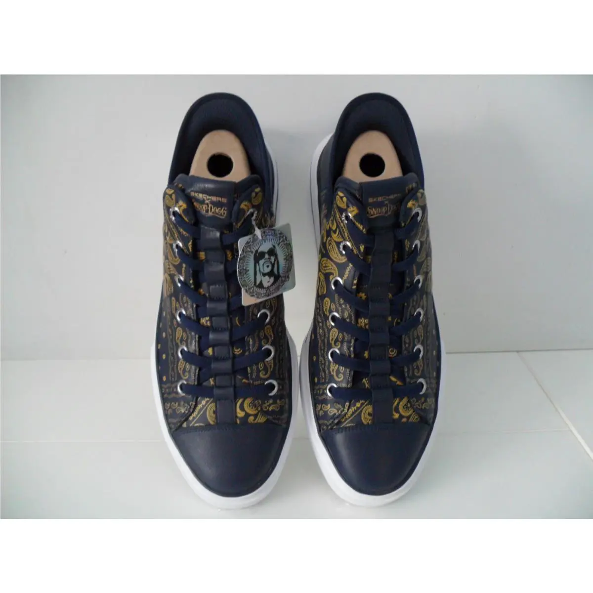 Skechers shoes - Premium Leather Slip-ins Snoop One - Double G - 251017 NVY - Navy Blue & Gold 5