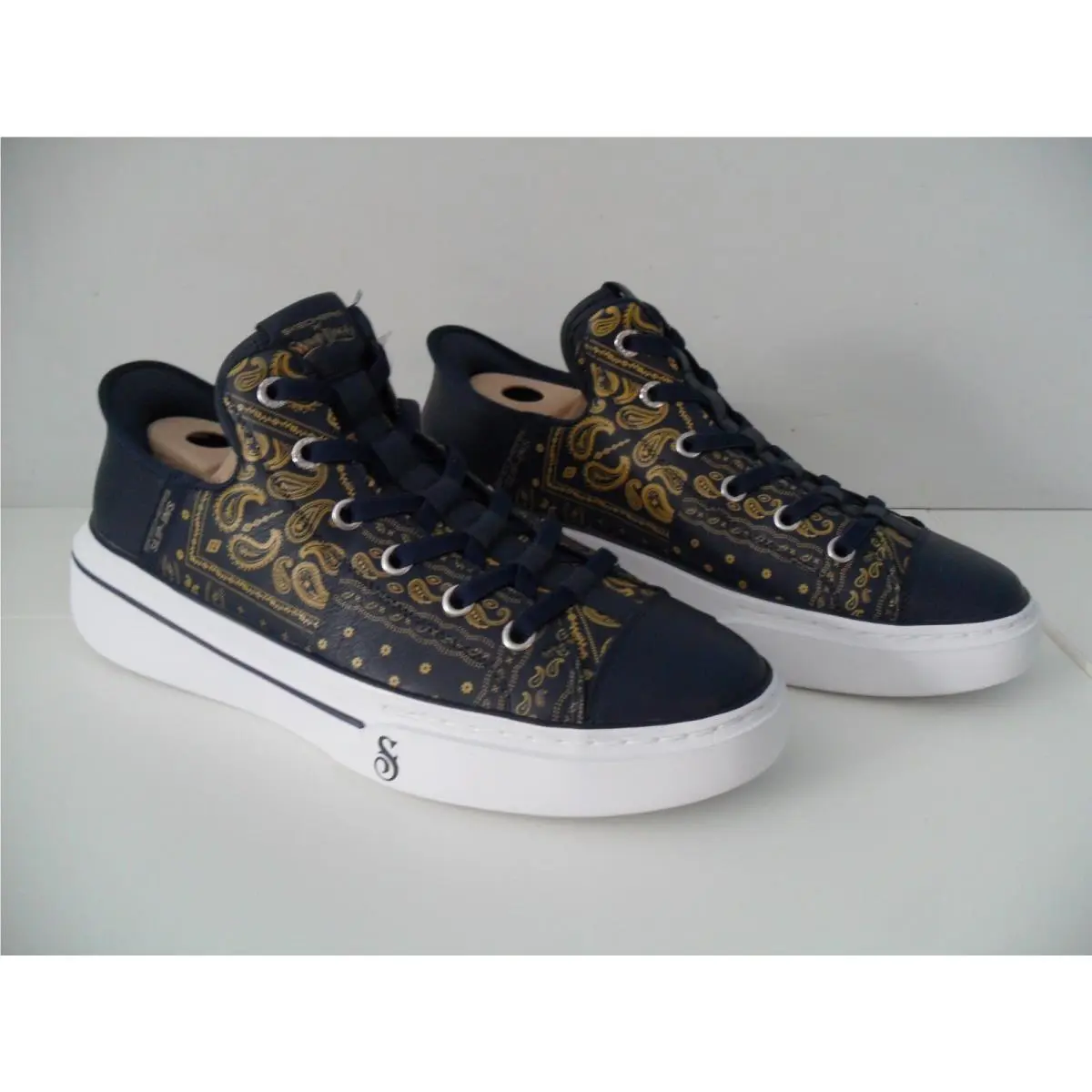 Skechers shoes - Premium Leather Slip-ins Snoop One - Double G - 251017 NVY - Navy Blue & Gold 15