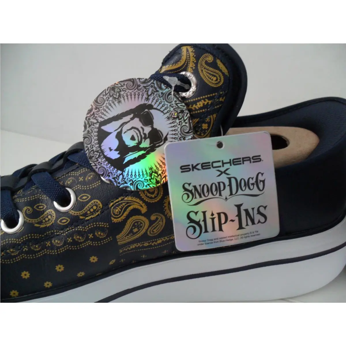 Skechers shoes - Premium Leather Slip-ins Snoop One - Double G - 251017 NVY - Navy Blue & Gold 0
