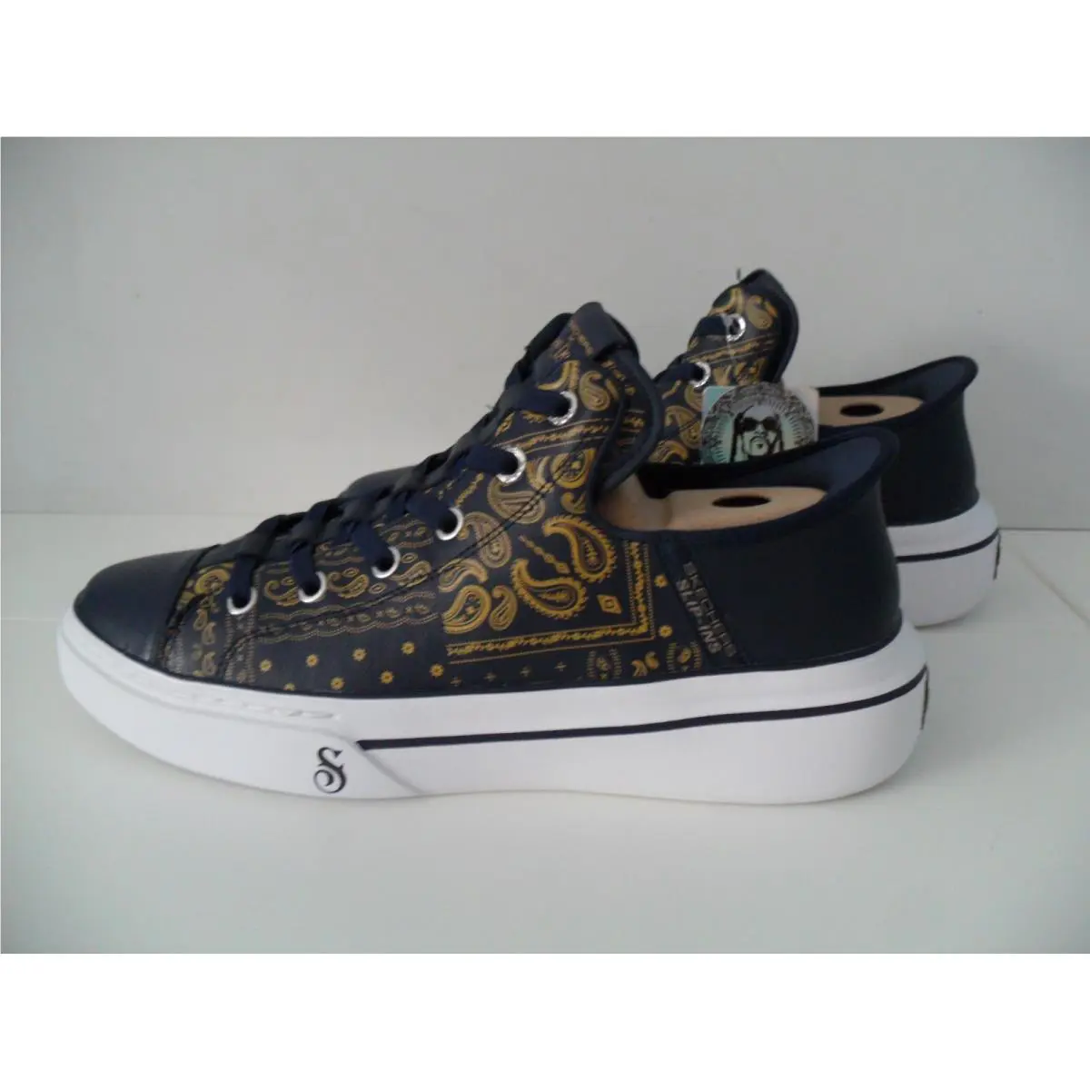 Skechers shoes - Premium Leather Slip-ins Snoop One - Double G - 251017 NVY - Navy Blue & Gold 3