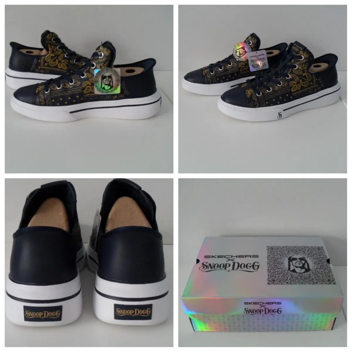 Skechers shoes - Premium Leather Slip-ins Snoop One - Double G - 251017 NVY - Navy Blue & Gold 12