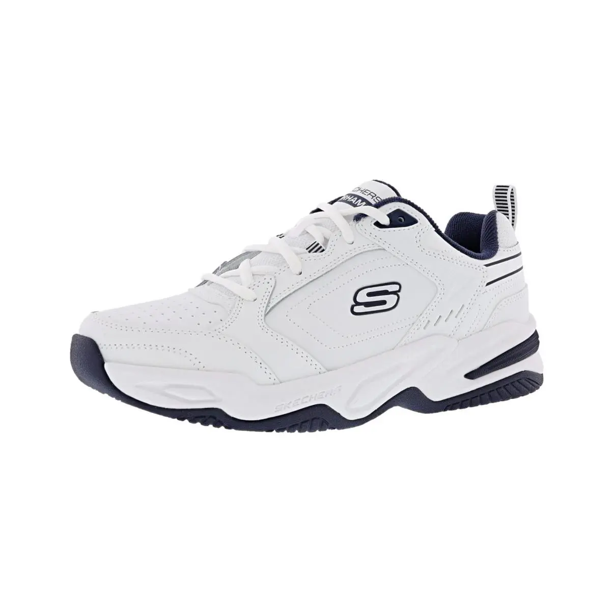 Skechers Men`s Relaxed Fit: Durham- Delck 232730/WNV Walking Shoes - WHITE / NAVY