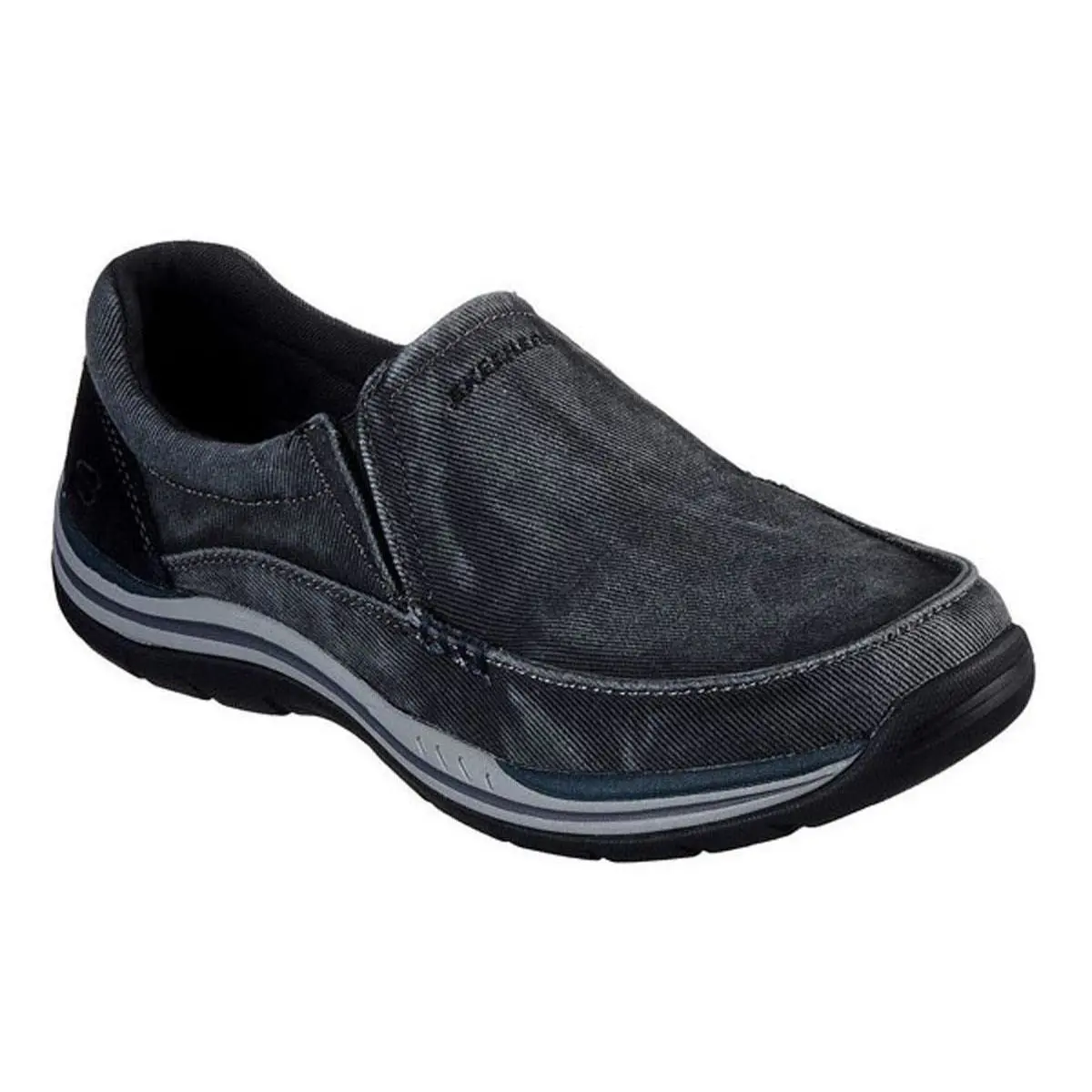 Skechers Men`s Memory Foam Relaxed Fit Slip On Shoes Black Sz 9 M Orig