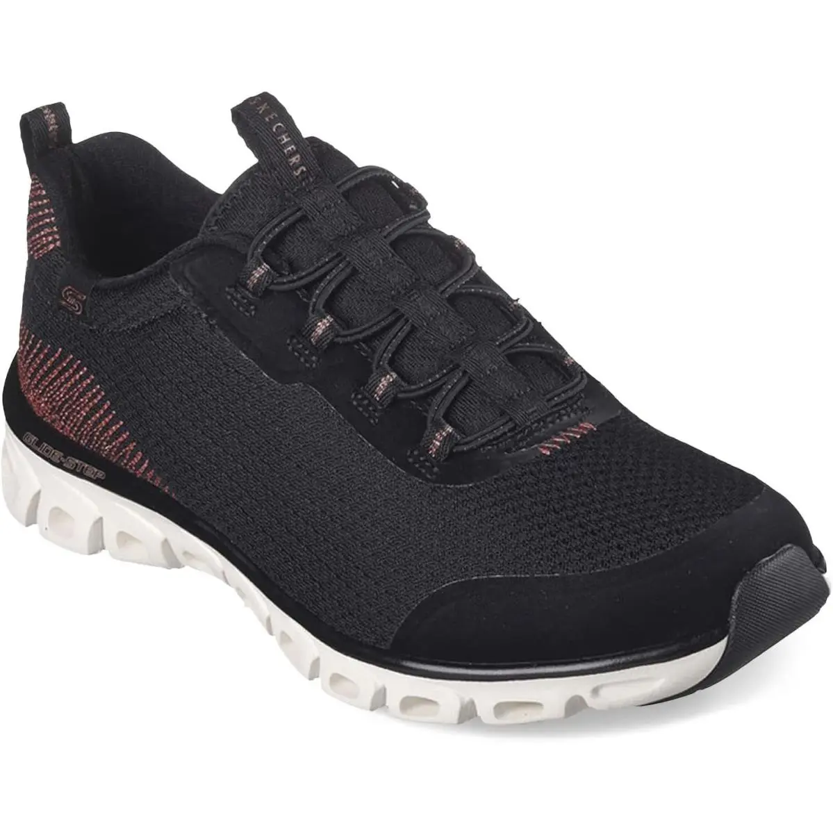 Skechers Womens Glide Step -starlust Athletic Shoe Casual Sneaker Blk/rose Gold - Black/Rose Gold
