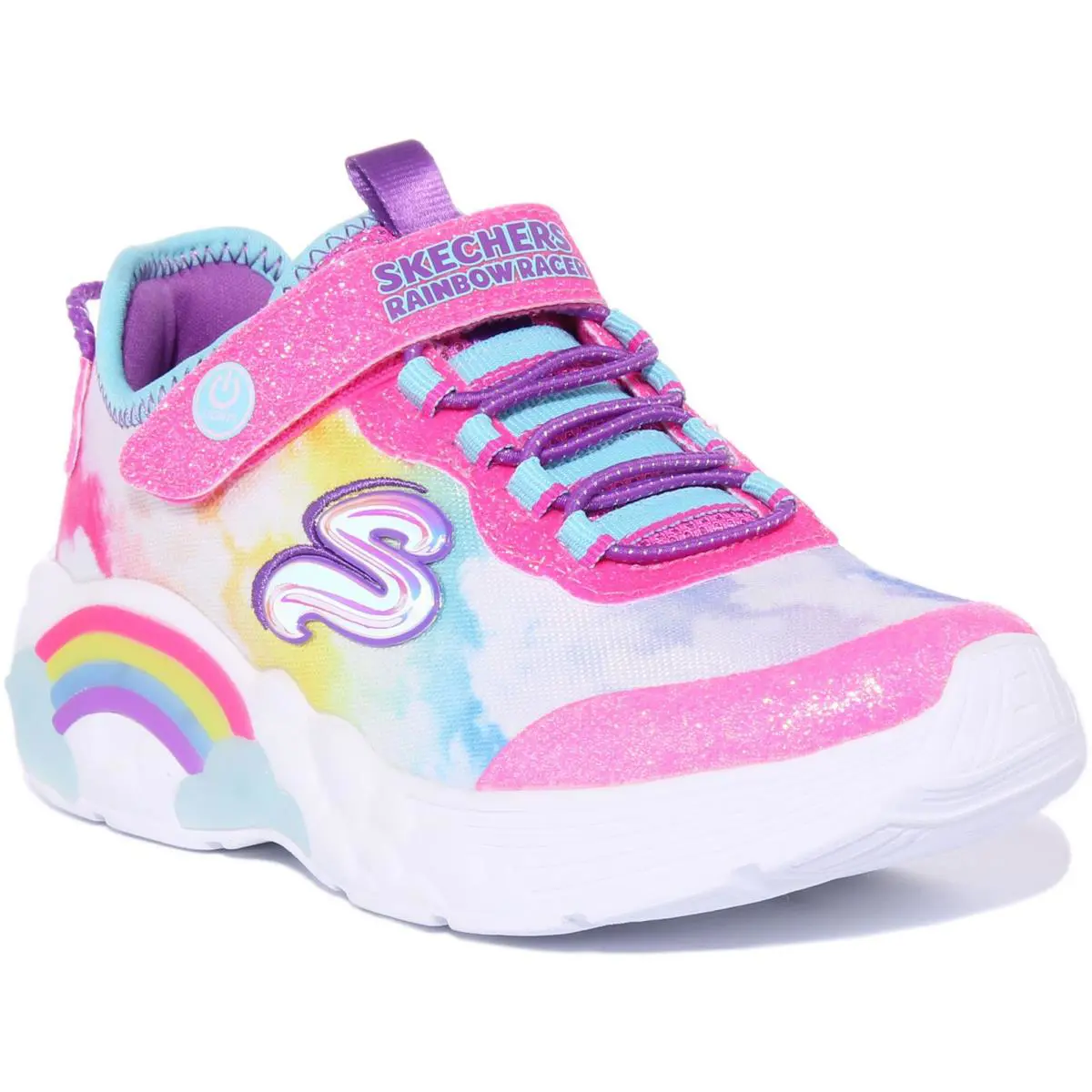 Skechers Rainbow Racer Girls Lights Up Slip On Sneaker In Pink Size US 1- 14