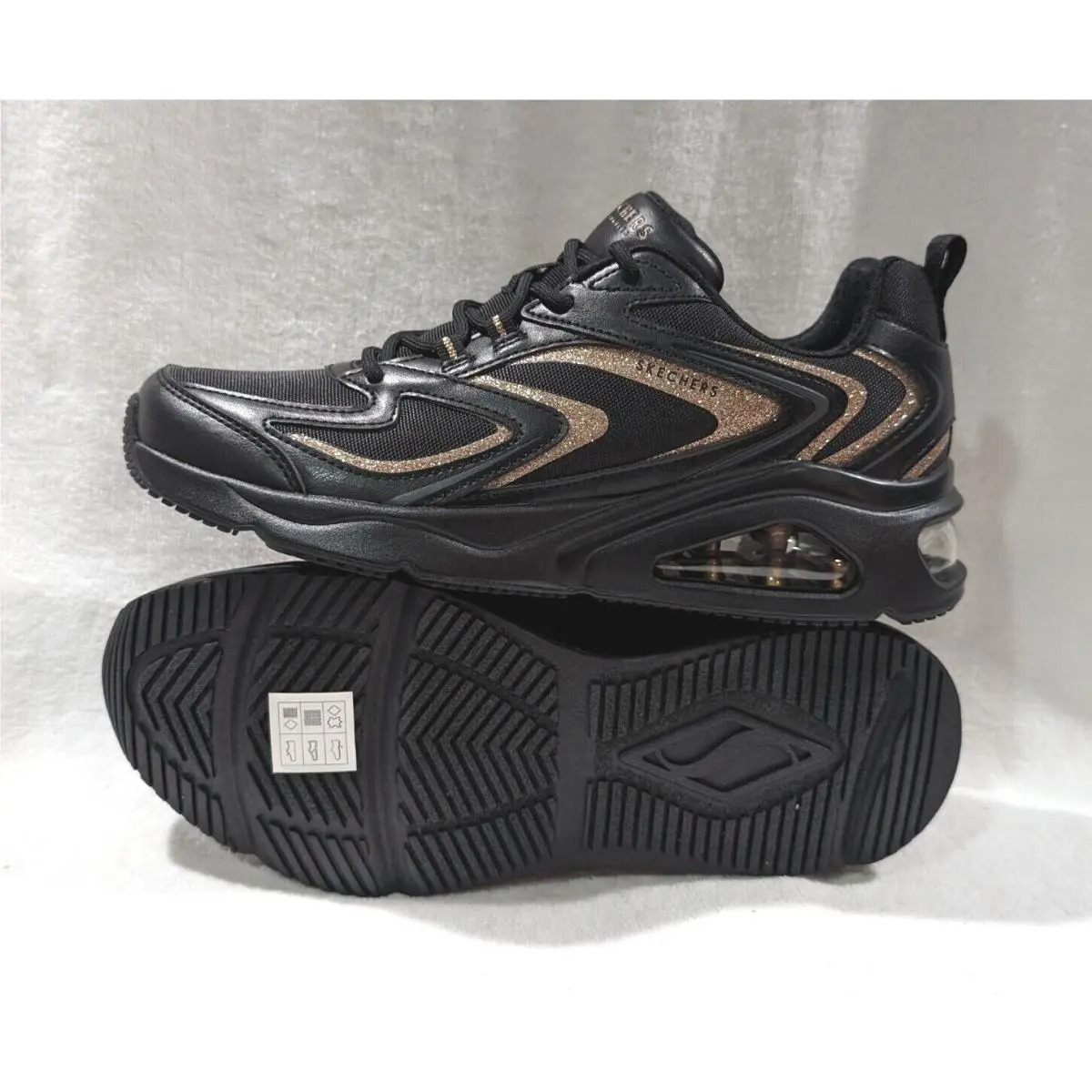 Skechers shoes - Skechers Street Tres Air Uno Shimm Airy - 177422 - Black/Rose Gold 10