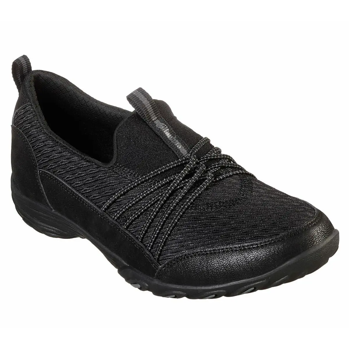 Women Skechers Classic Fit Honest Walk Memory Foam Black Slip ON Lace Shoe