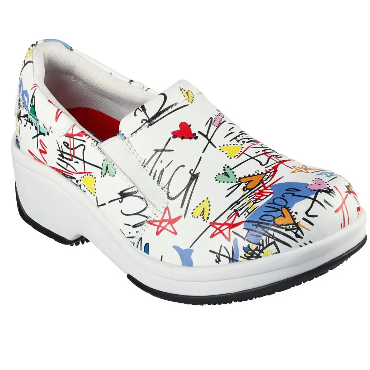 Skechers Women`s 108024 Upswep Slip Resistant Work Shoes Clogs - White, Multi