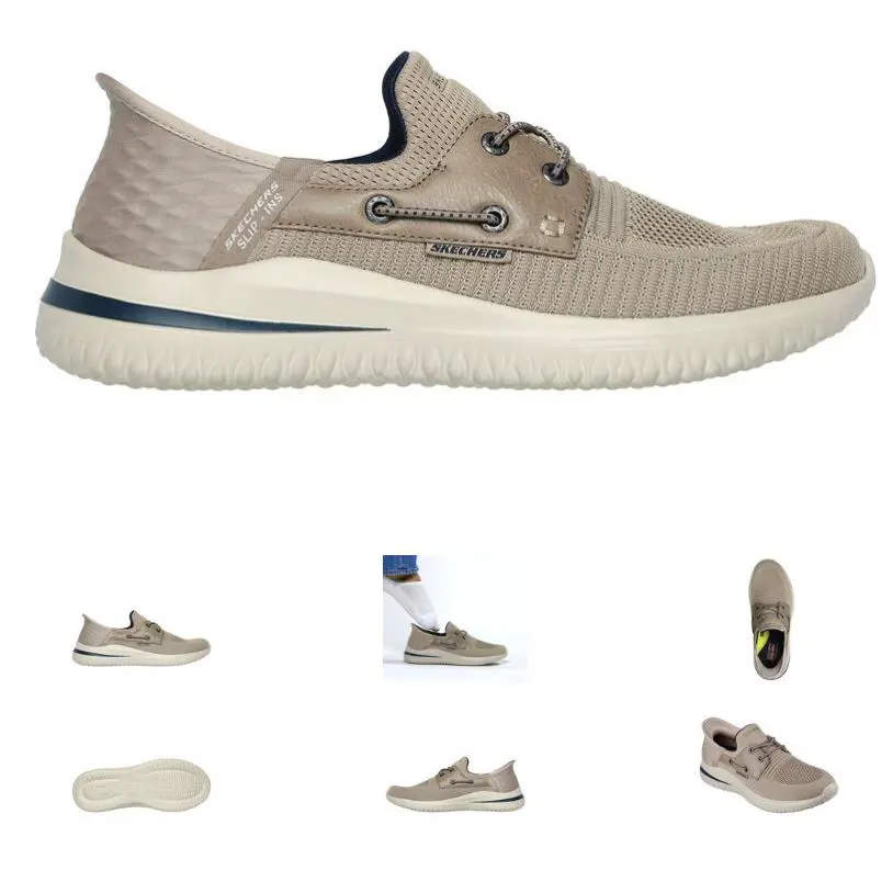 Skechers Delson 3.0 Roth Taupe Slip-ins Sneaker Shoe Men`s Sizes 7-14/NEW - Beige