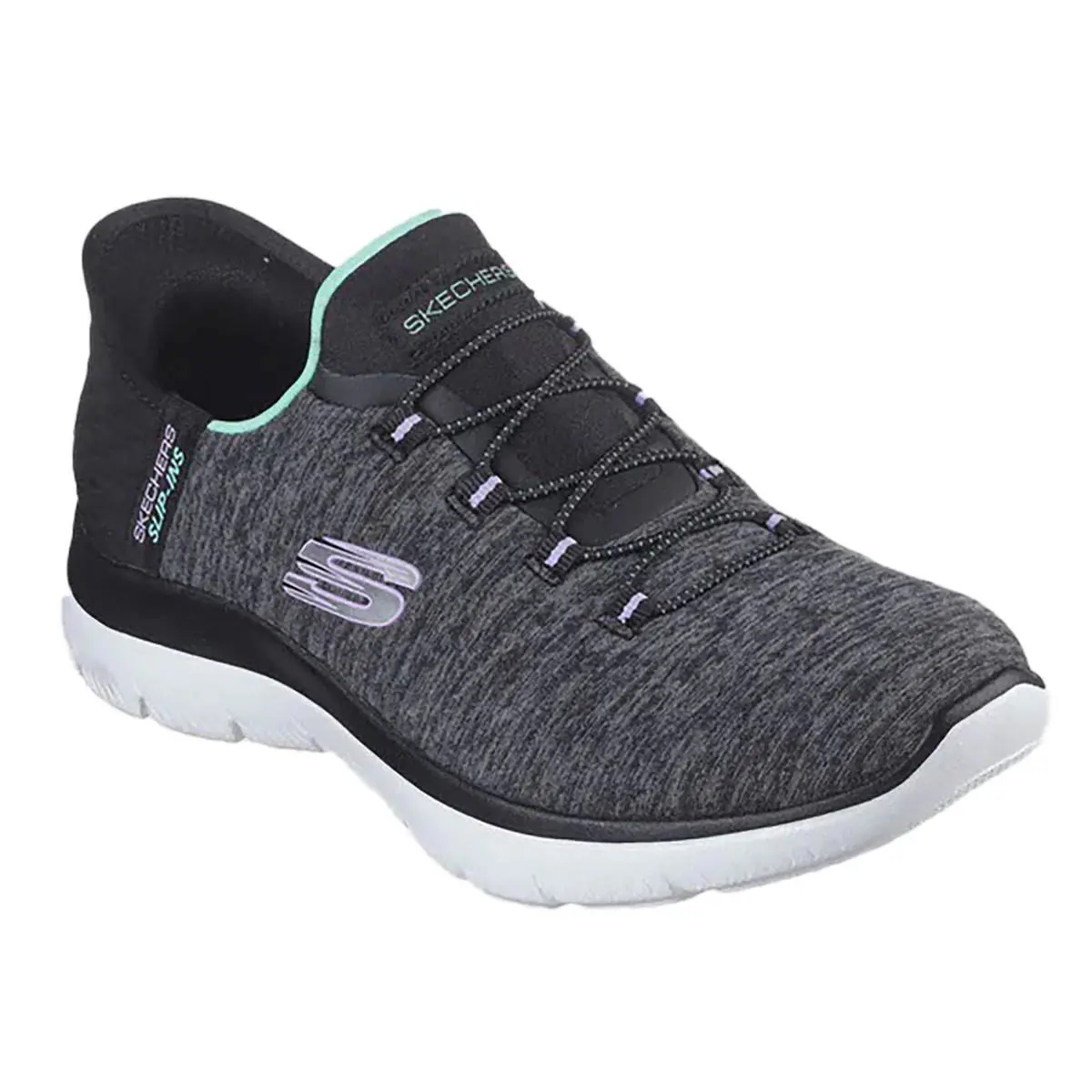Skechers Women`s Slip-ins Summits Dazzling Haze Sneakers Shoes Style 149937 - Black/Turquoise