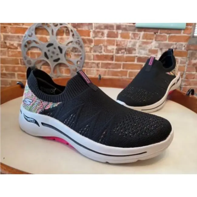 Skechers Gowalk Black Arch Fit Washable Slip-ons Fun Times Sneakers Shoe