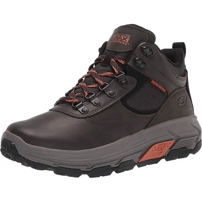 Skechers Max Stout-onvoy Coffee Brown Mens Leather Casual Shoes Boots Cushioning - Coffee