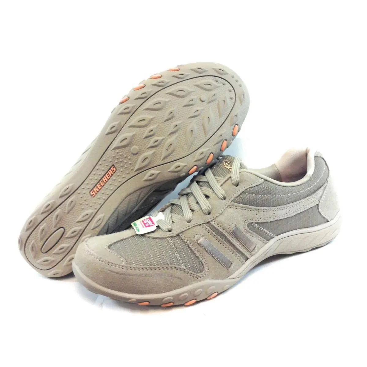 Womens Skechers 22532 Tpe Breathe Easy Jackpot Taupe Memory Foam Sneakers Shoes - Taupe, Manufacturer: Taupe