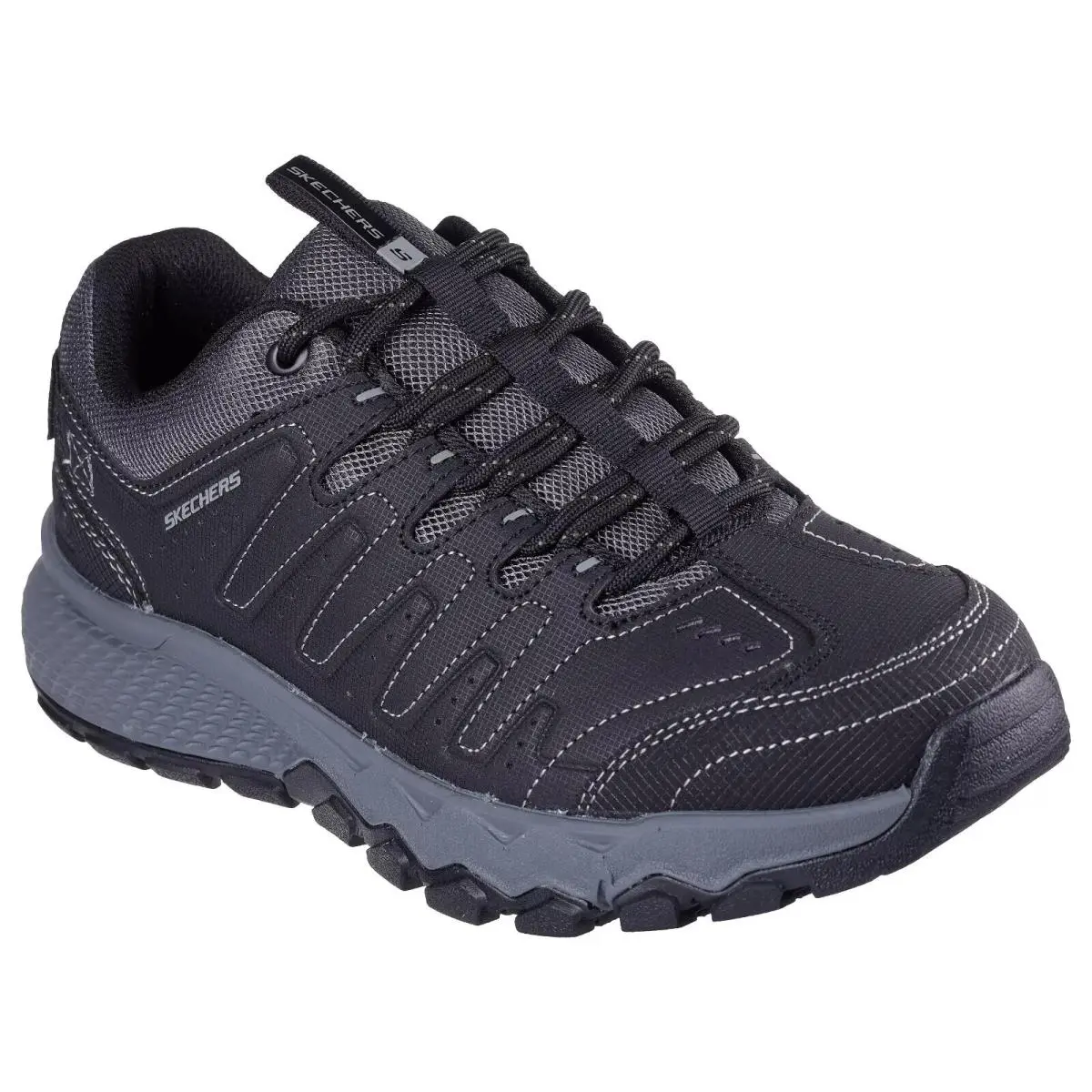 Black Skechers Shoe Men Sport Comfort Memory Foam Outdoor Hike Road Trail 237615