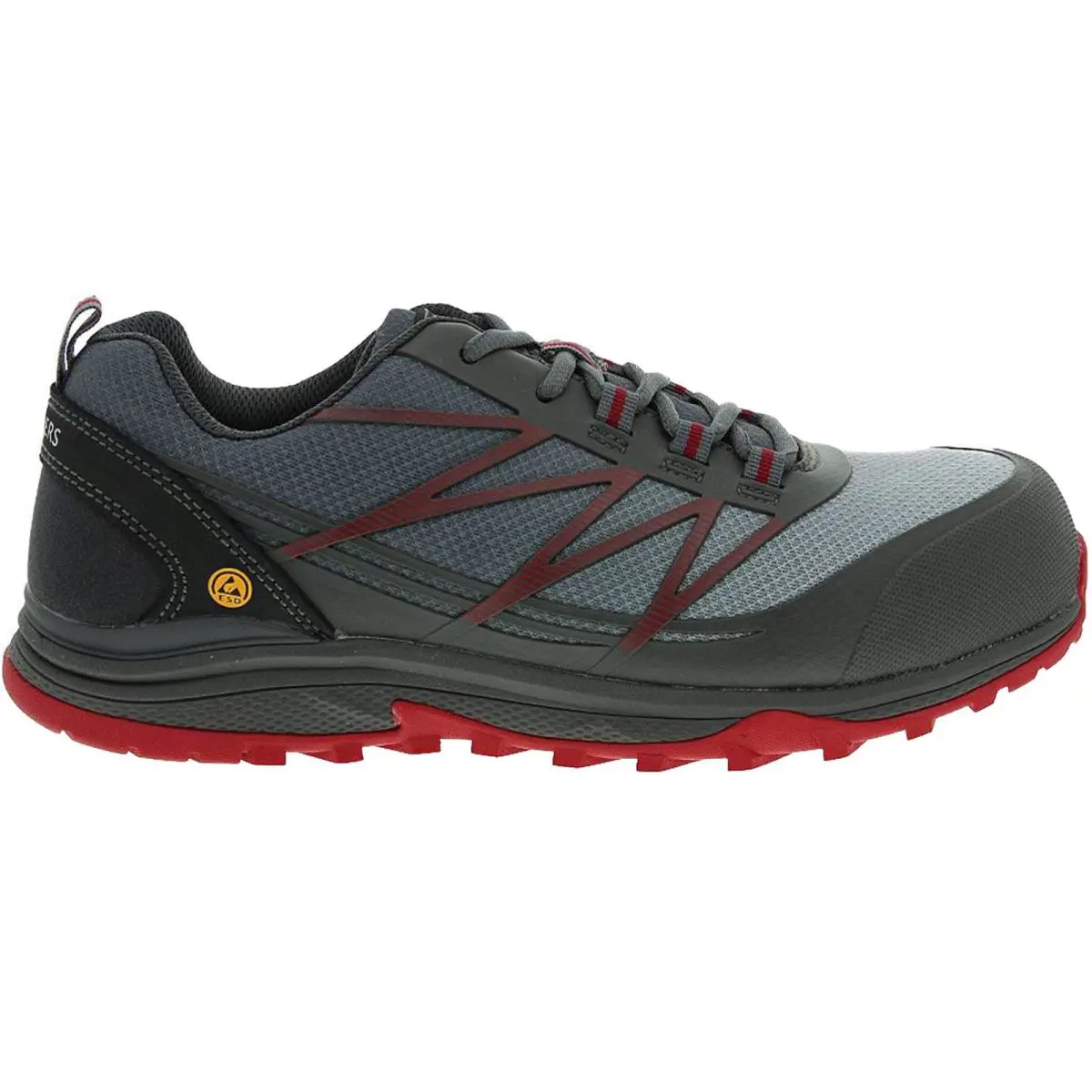 Skechers Men`s 200046W Puxal Gray Red Safety Composite Toe Work Shoes - Gray, Red