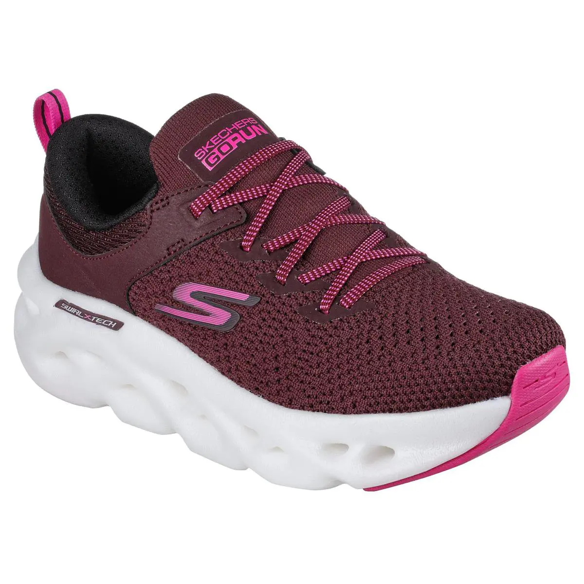 Skechers Women 128793 Go Run Swirl Tech Dash Charge Athletic Slip On Shoes - Burgundy