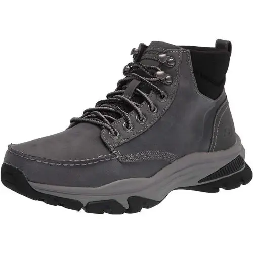 Skechers Ralcon Top Point 204207 Men`s Gray Leather Lace Up Ankle Boots - Gray