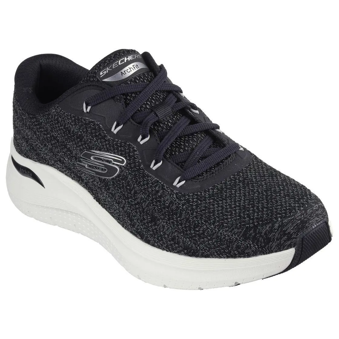 Man Skechers Arch Fit 2.0 Road Wave Sneaker Shoe 232701 Black/white