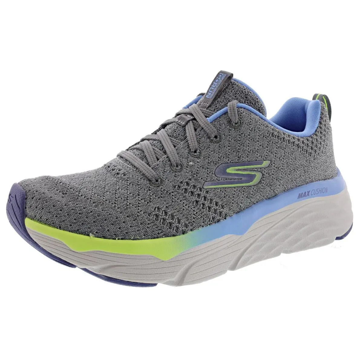 Skechers Women`s Max Cushioning Elite- Clarion Lace-up Running Shoes - GRAY / BLUE