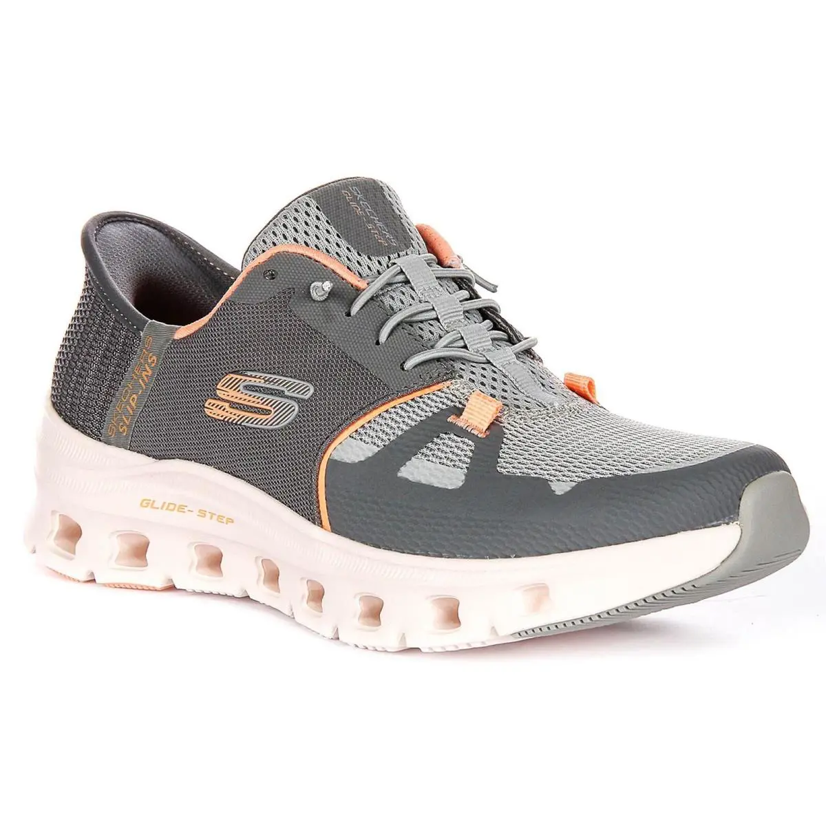 Skechers Lace Up Step Pro Heel Pillow Mesh Womens Sneakers Grey Orange US 7 - 11 - GREY ORANGE