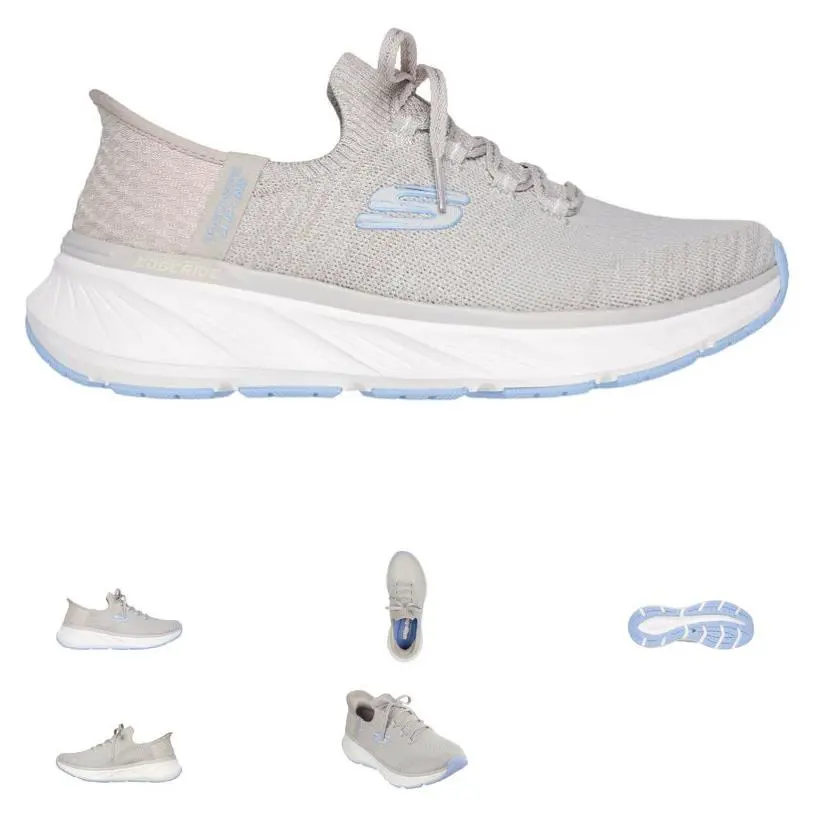 Skechers Edgeride Relaxed Fit Natural/blue Slip-ins Sneaker W`s Sizes 5-11/NEW - Beige